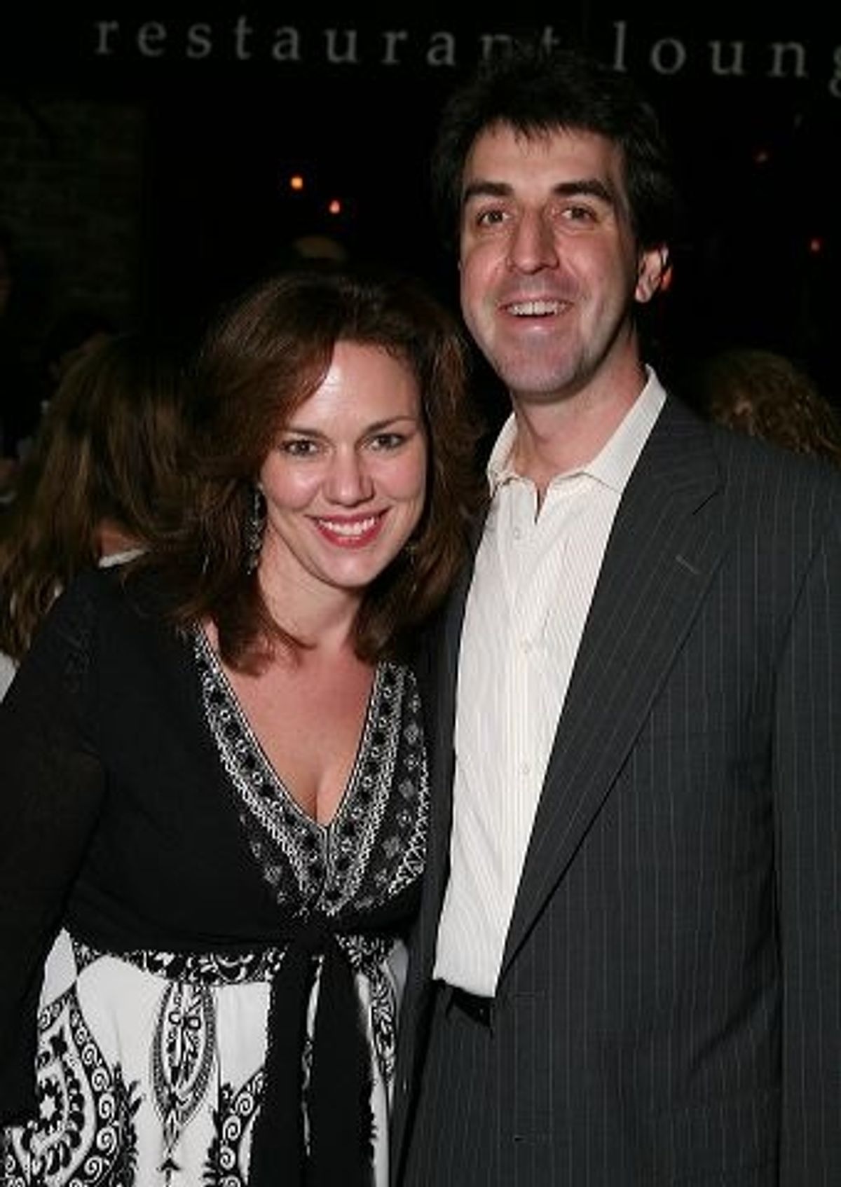 Jason Robert Brown (R) and wife Georgia Stitt  at 