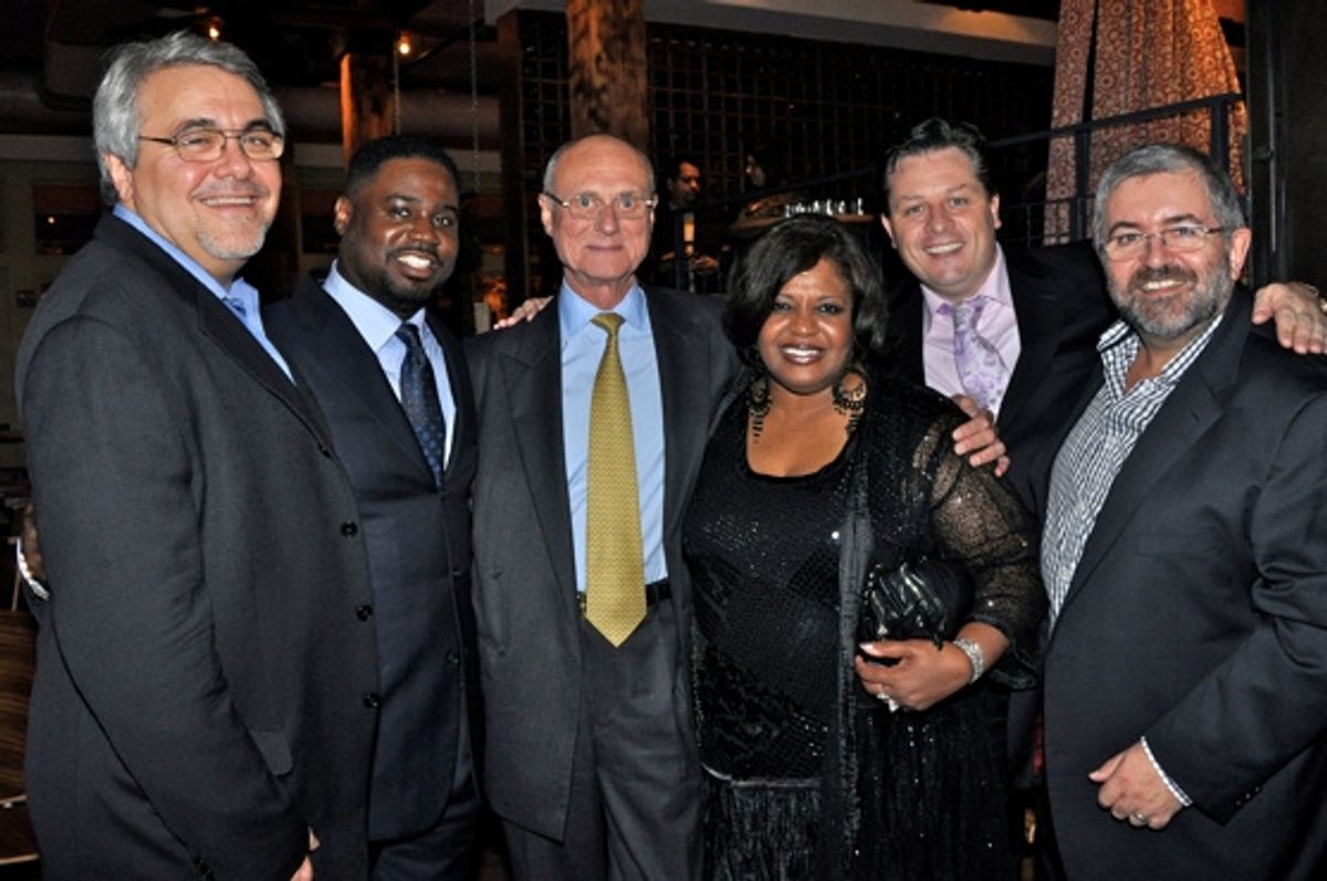 John Vernile (Product Manager Hallelujah Broadway), Rodrick Dixon, Ian Ralfini (A&R Hallelujah Broadway), Alfreda Burke, Anthony Kearns and Bill Hughs at 