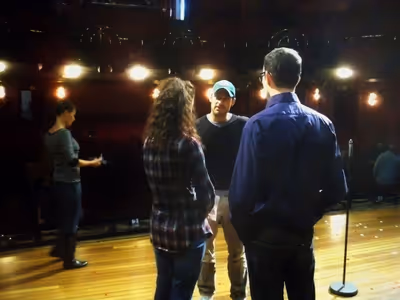 Director Alex Balga in rehearsal with Pia Douwes and Thomas Borchert Photo