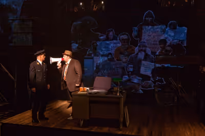 Anthony Lawton as Tiger Brown and Scott Greer as Peachum Photo
