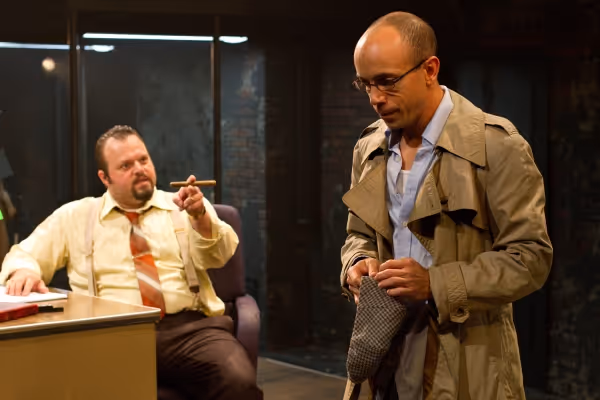 (L-R) Scott Greer as Peachum and Doug Hara as Filch Photo