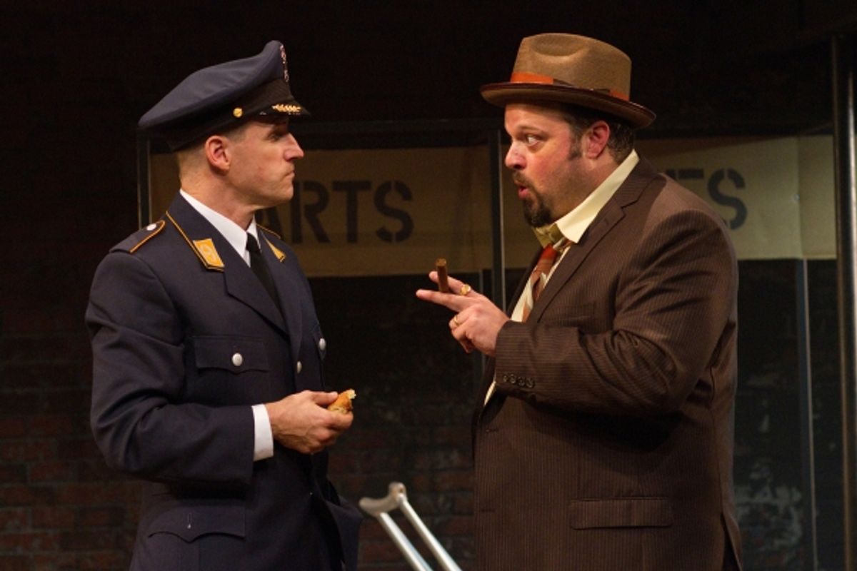 (L-R) Anthony Lawton as Tiger Brown and Scott Greer as Peachum at 