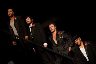 Jamal Lee Harris as Chain-Saw Bob, Sean Lally as Crook-Fingered Jake, Sebastian Naska Photo