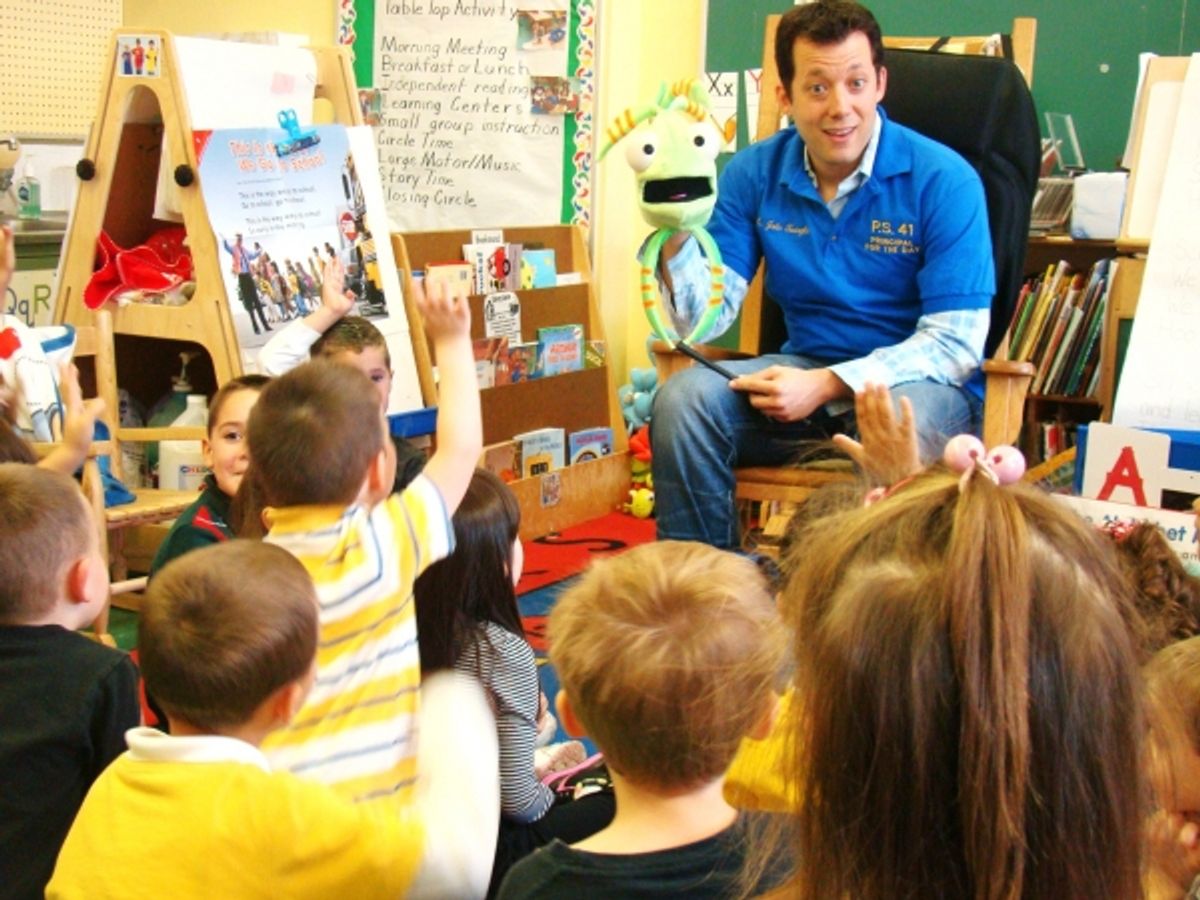 John Tartaglia and Dorsel visit PS 41 at 