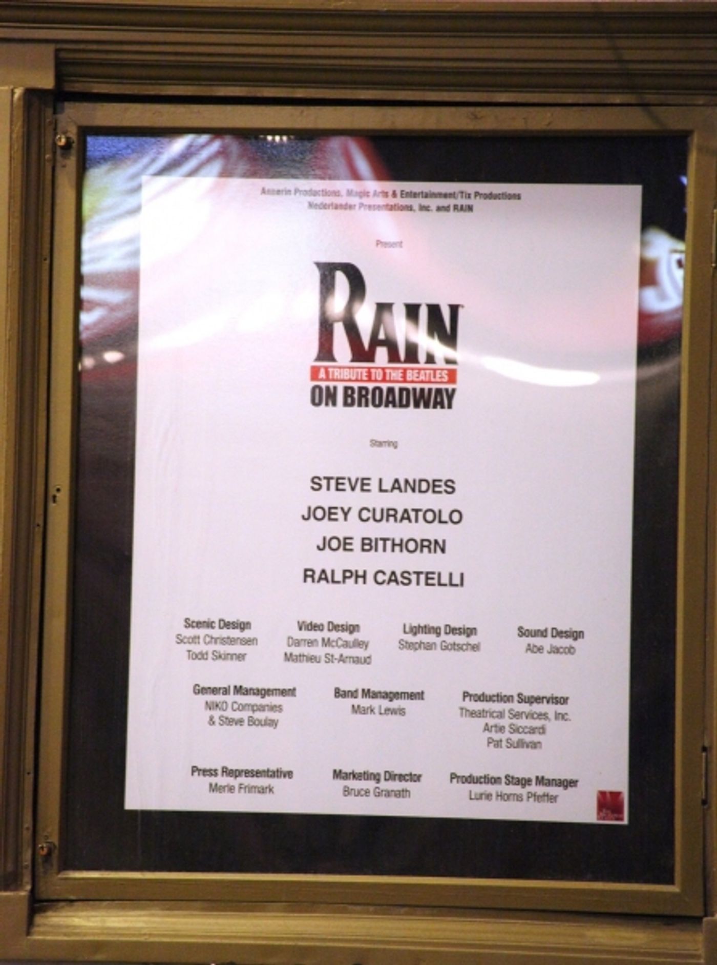 Photo Coverage: UP ON THE MARQUEE: RAIN Photo Coverage: UP ON THE MARQUEE: RAIN Image