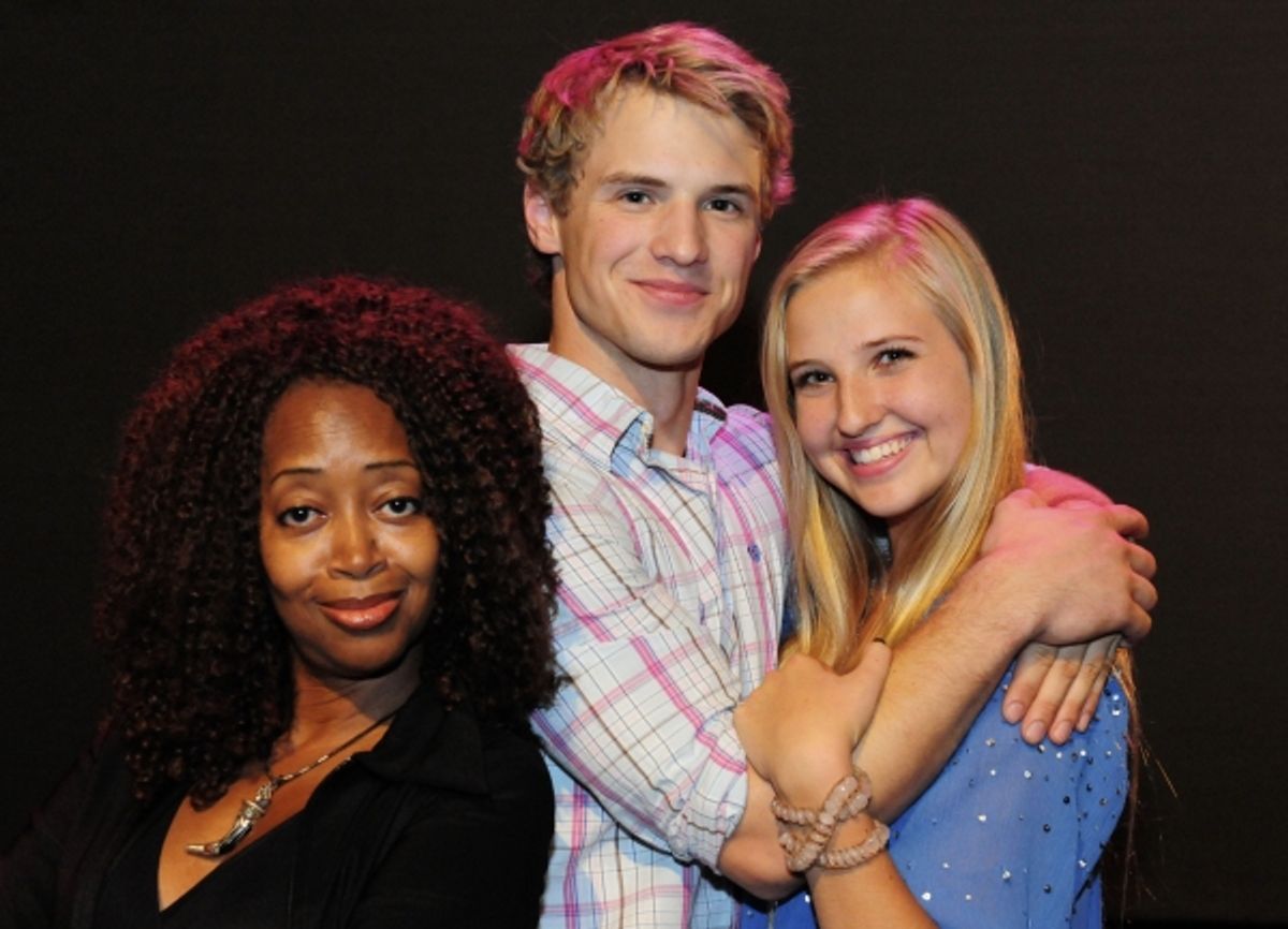 Jennifer Leigh Warren (as Fairy Godmother), Freddie Stroma (as Prince Charming), & Veronica Dunne (as Cinderella)  at 