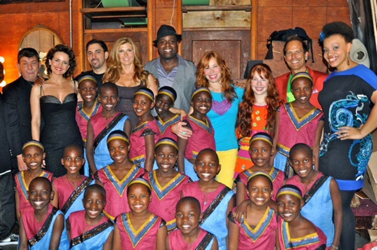 Gala hosts-Connie Britton and Carla Gugino and others join The African Children's Choir before the show at 