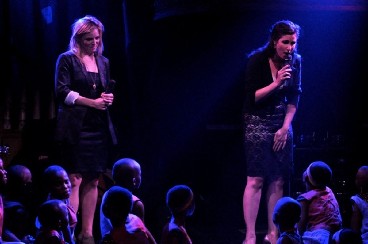 Katie Rose Clarke and Stephanie J. Block serenade the children at 