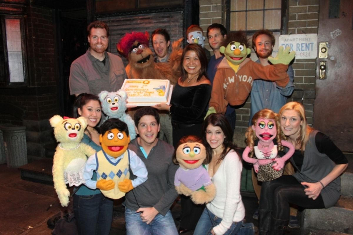 Nick Kohn, Trekkie Monster, Cullen R. Titmas, Rod,  Hazel Anne Raymundo, Rod, Jed Resnick, Micky, Rob Morrison, Bad Idea Bear Daisy, Ruthie Ann Miles, Bad Idea Bear Lukas, Princeton, Howie Michael Smith, Kate Monster, Sarah Stiles, Lucy The Slut and Becca at 