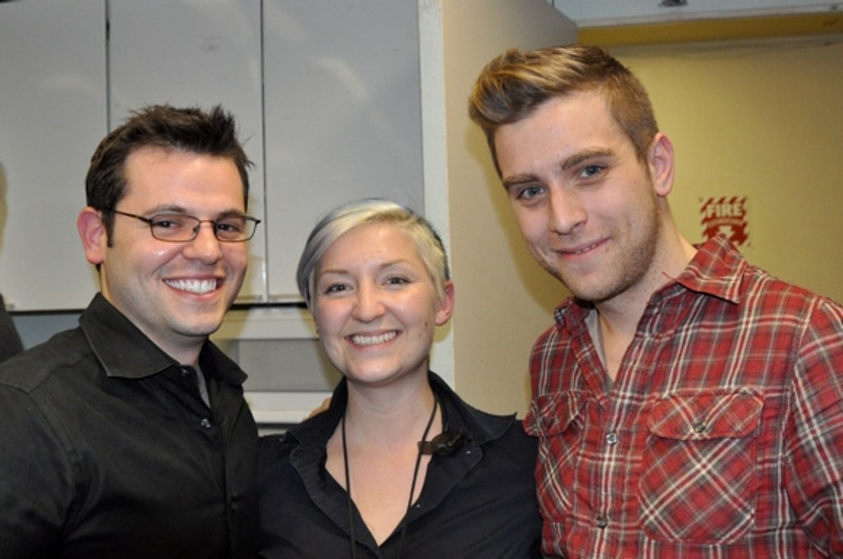 Marc Tumminelli (Assistant Director), Emily James Durning (Production Stage Manager) and Paul O'Toole (Assistant Stage Manager) at 