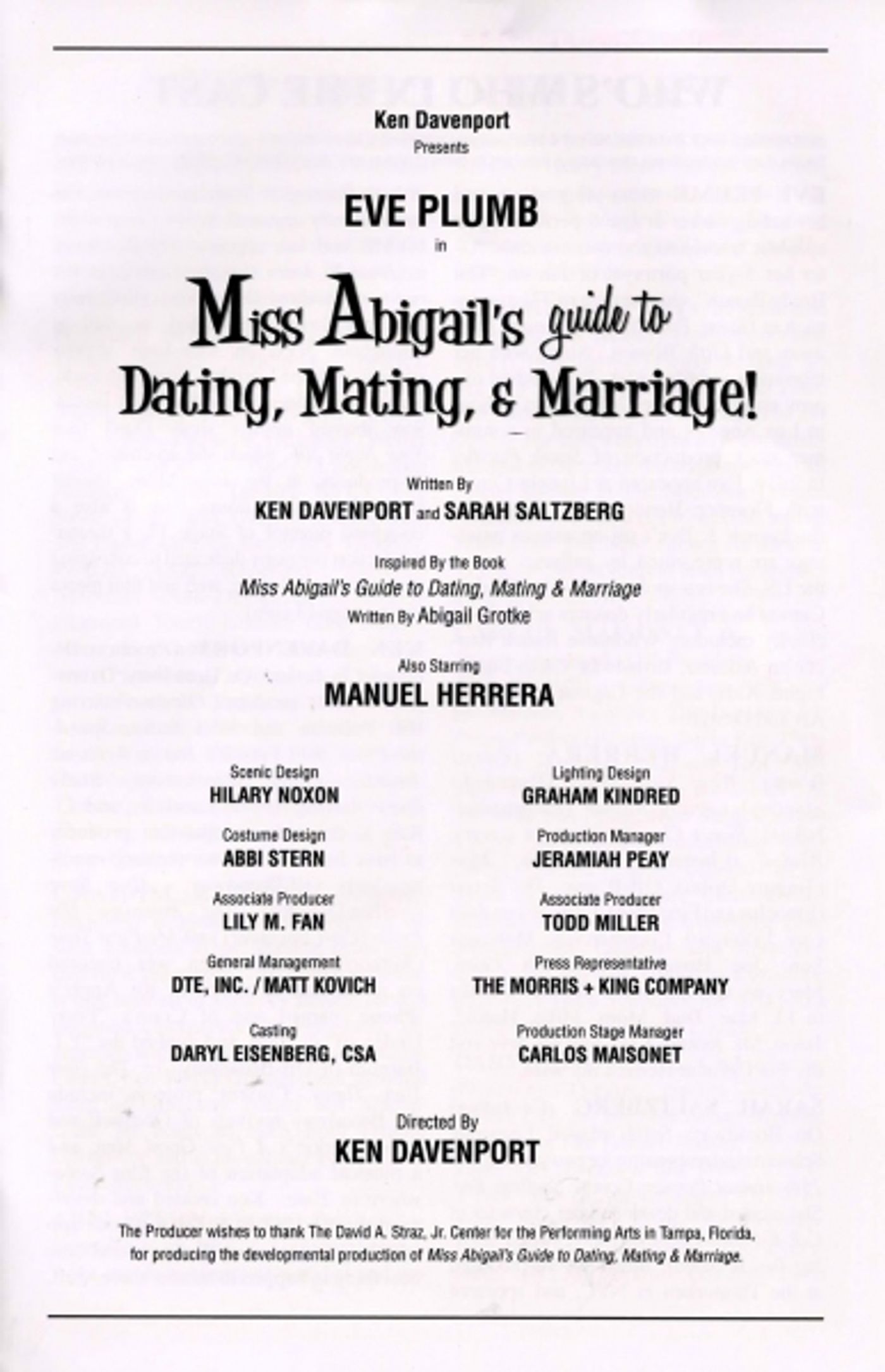 Photo Coverage: MISS ABIGAIL'S GUIDE TO DATING, MATING & MARRIAGE Curtain Call  Image