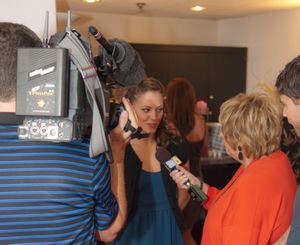 Laura Osnes at a press reception today in Sarasota. Interviewed by SNNLocalNews6 A&E  Photo