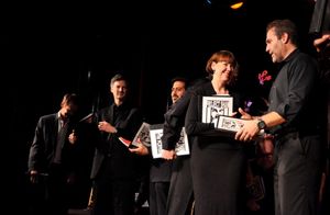 Paul Singleton, James Rana, Harriet Harris and Marc Kudisch Photo