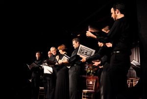 Paul Singleton, Brad Oscar, Philip Glassborow, Harriet Harris, Marc Kudisch and Matth Photo