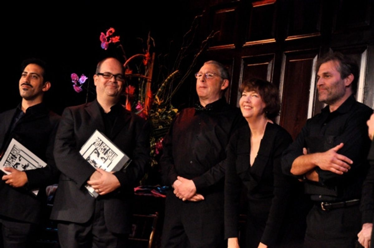 James Rana, Brad Oscar, Philip Glassborow, Harriet Harris and Marc Kudisch at 