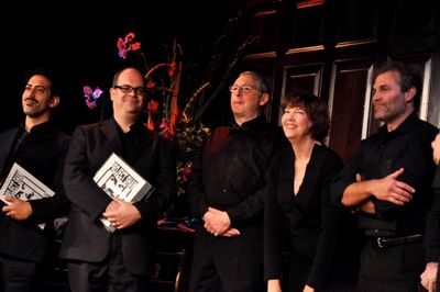 James Rana, Brad Oscar, Philip Glassborow, Harriet Harris and Marc Kudisch Photo