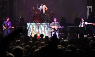 RAIN cast members: Ralph Castelli as Ringo Starr, Joe Bithorn as George Harrison and  Photo
