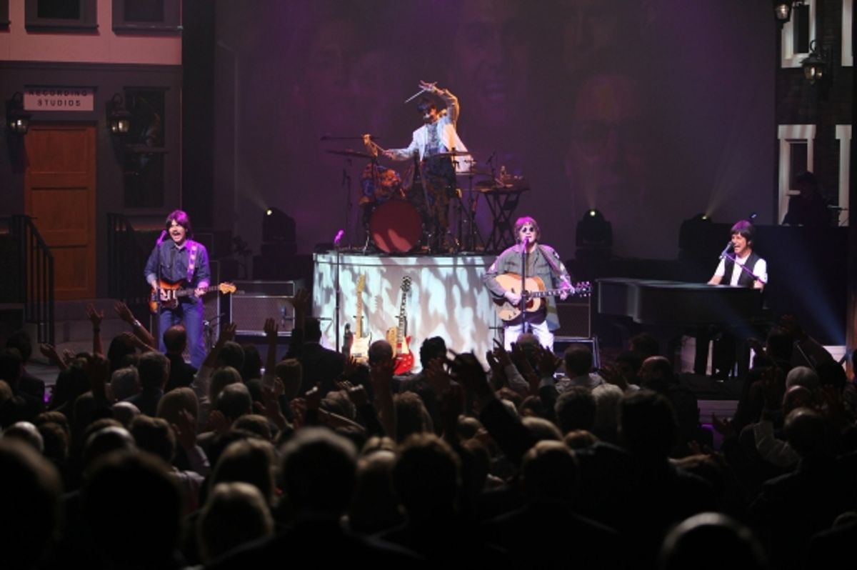 RAIN cast members: Ralph Castelli as Ringo Starr, Joe Bithorn as George Harrison and Steve Landes as John Lennon & Joey Curatolo as Paul McCartney at 