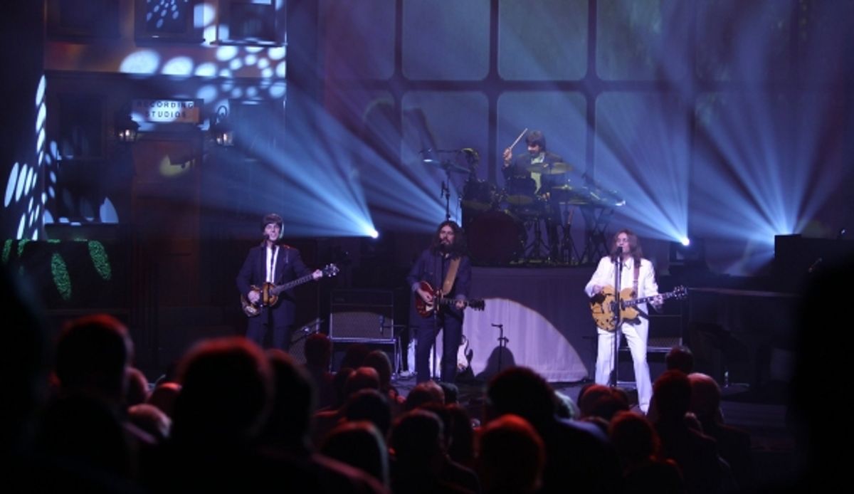 RAIN cast members: Ralph Castelli as Ringo Starr, Joe Bithorn as George Harrison and Steve Landes as John Lennon & Joey Curatolo as Paul McCartney at 