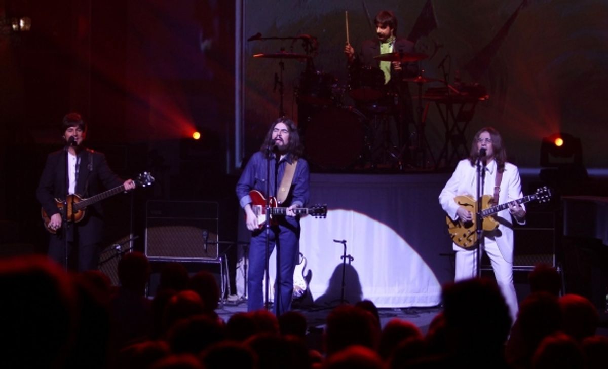 RAIN cast members: Ralph Castelli as Ringo Starr, Joe Bithorn as George Harrison and Steve Landes as John Lennon & Joey Curatolo as Paul McCartney at 