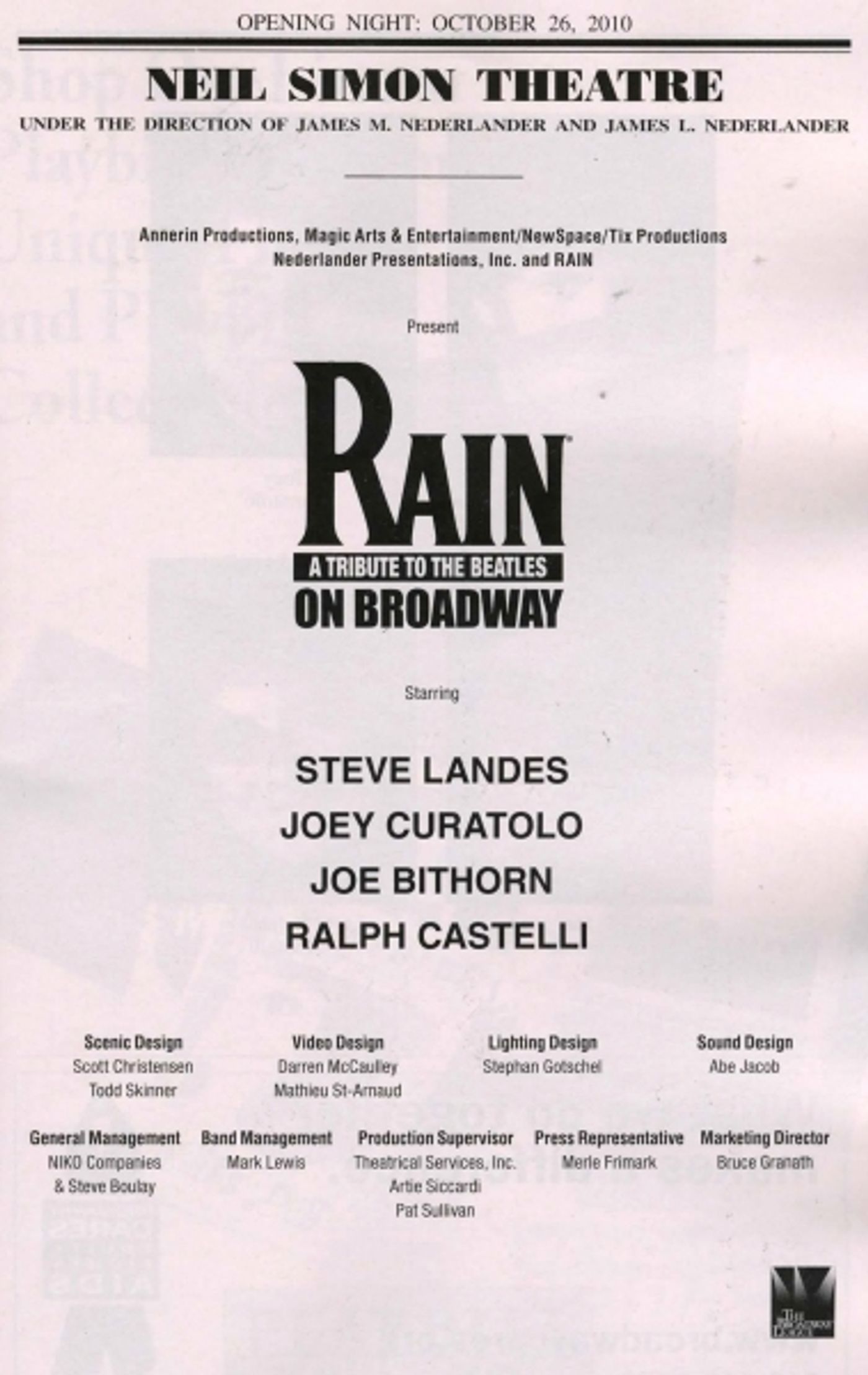 Photo Coverage: RAIN Opening Night Finale! Photo Coverage: RAIN Opening Night Finale! Image