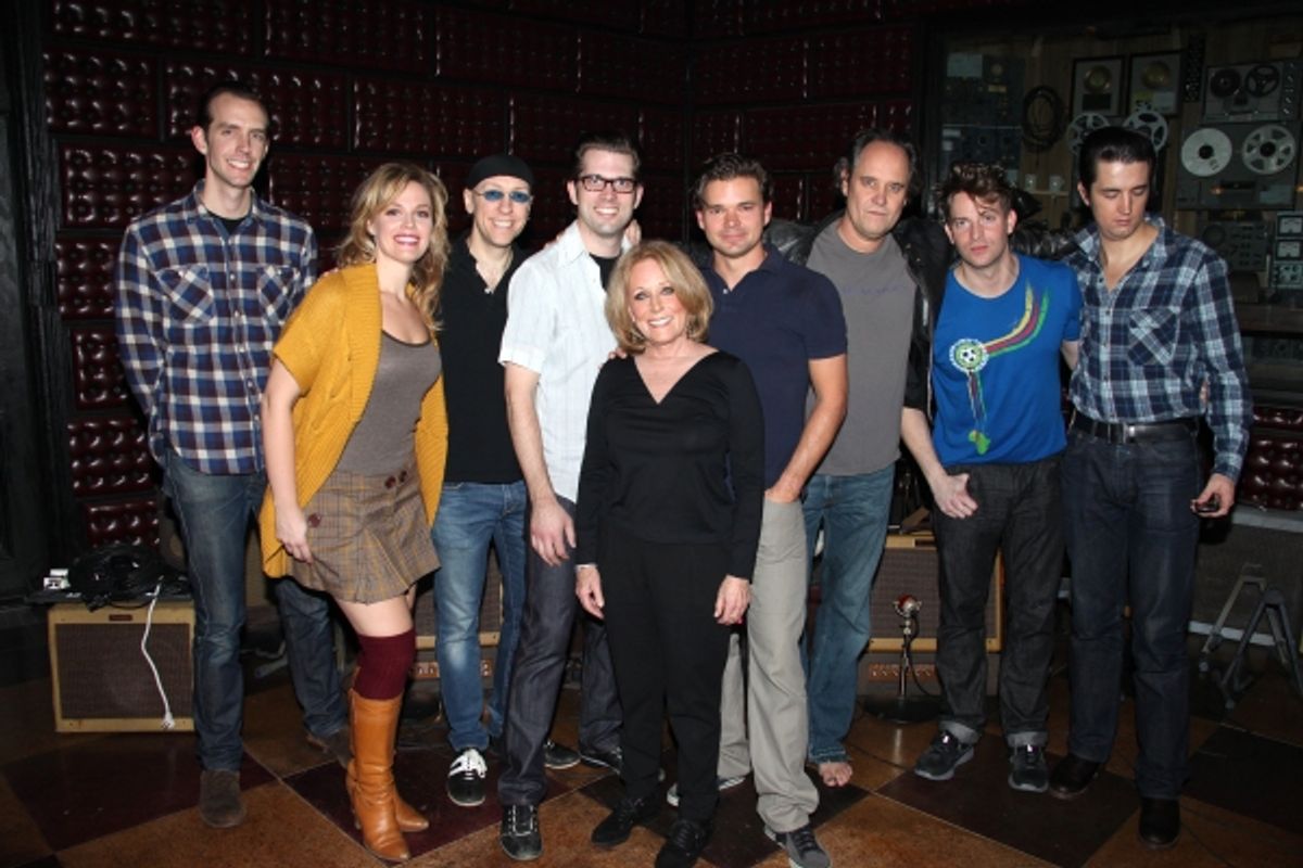 Lesley Gore with cast members: Corey Kaiser, Elizabeth Stanley, Larry Lelli, Robert Britton Lyons, Hunter Foster, Lance Guest, Levi Kreis & Eddie Clendening at 