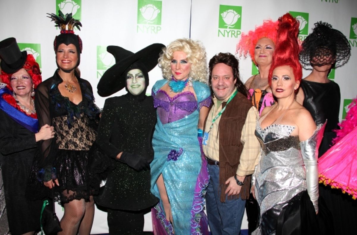 James L. Nederlander Jr. with wife Charlene Saunders & 'Priscilla,  Queen of the Desert' characters  at 