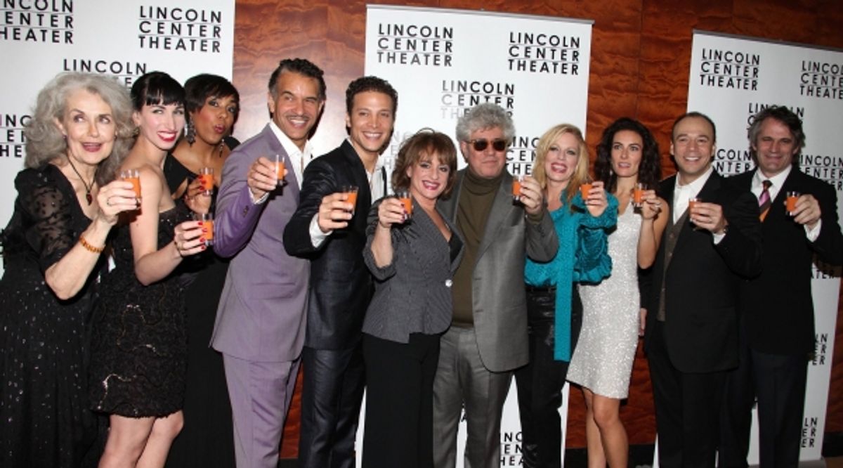 Mary Beth Peil, Nikka Graff Lanzarone, D'Adre Aziza, Brian Stokes Mitchell, Justin Guarini, Pedro Almodovar, Sherie Renee Scott, Laura Benanti, Danny Burstein and Bartlett Sher at 