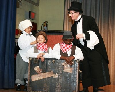 Bill Irwin and Student from PS/IS111 Photo