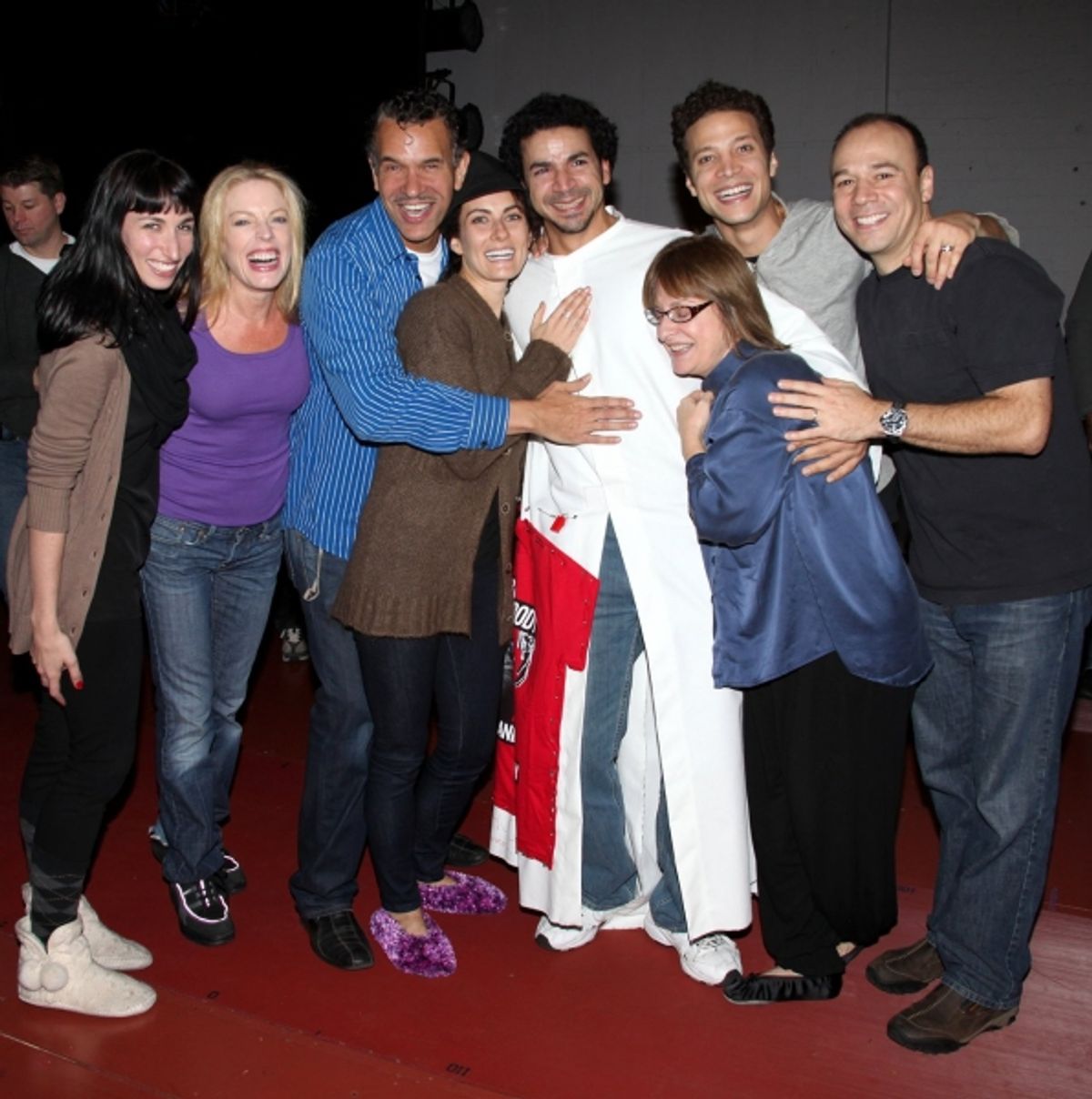 Julio Agustin (Gypsy Robe Receipient) with Nikka Graff Lanzarone, Sherie Rene Scott, Brian Stokes Mitchell, Laura Benanti, Patti LuPone, Justin Guarini & Danny Burstein at 