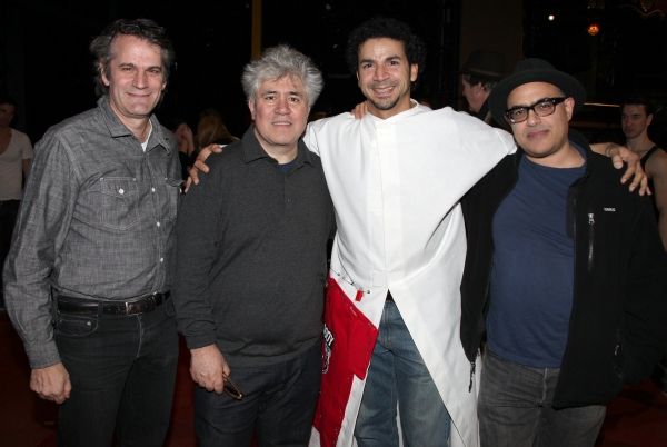 Bartlett Sher, Pedro Almodovar, Julio Agustin (Gypsy Robe Receipient) & David Yazbeck Photo