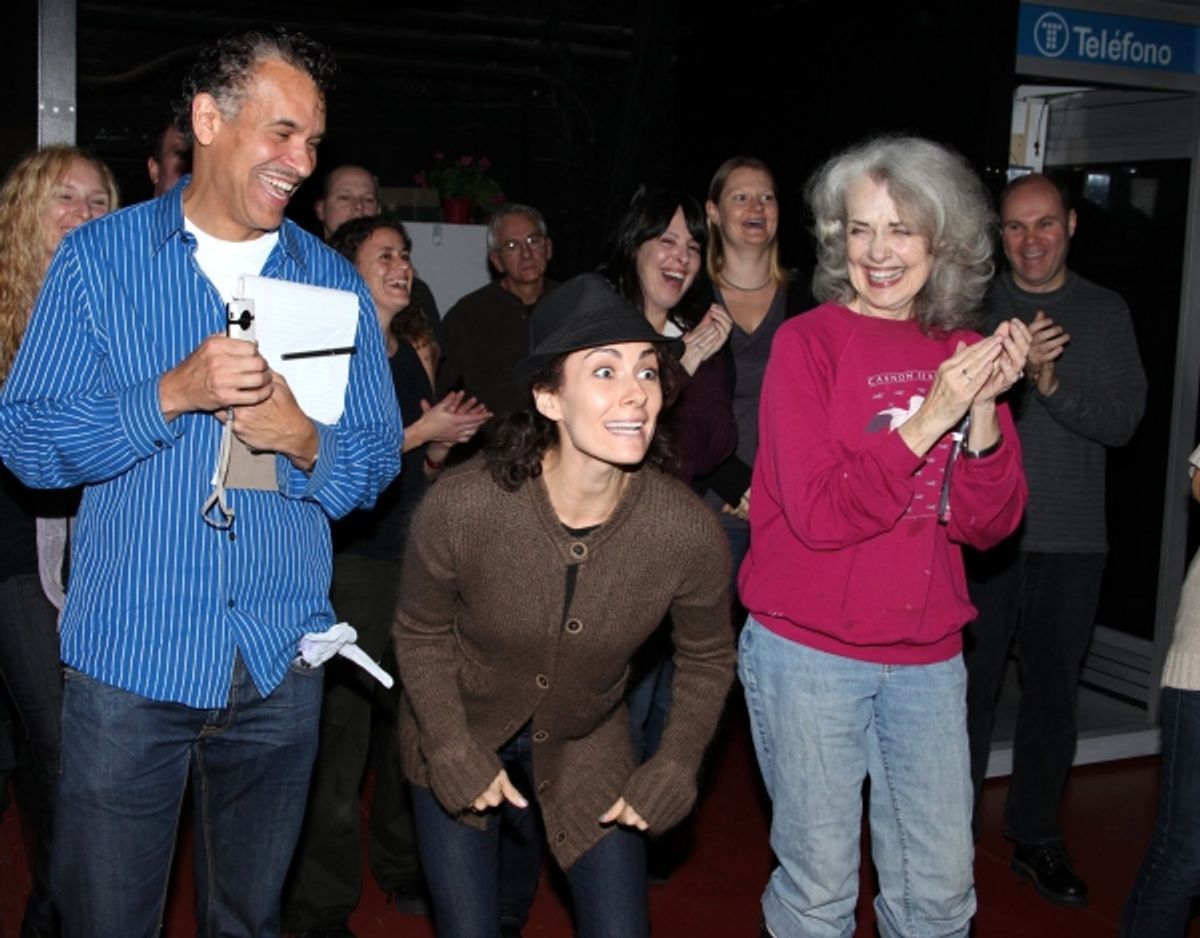 Julio Agustin (Gypsy Robe Recepient) with Brian Stokes Mitchell, Laura Benanti, Mary Beth Peil & cast  at 