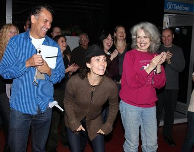 Julio Agustin (Gypsy Robe Recepient) with Brian Stokes Mitchell, Laura Benanti, Mary  Photo