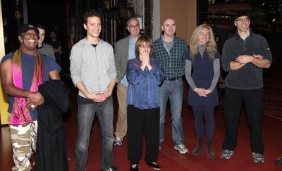 Julio Agustin (Gypsy Robe Recepient) with Justin Guarini, Patti LuPone & cast  Photo