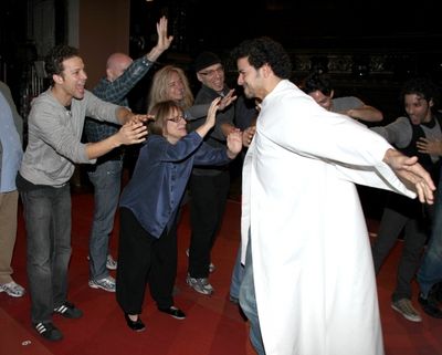 Julio Agustin (Gypsy Robe Recepient) with Justin Guarini, Patti LuPone & cast  Photo