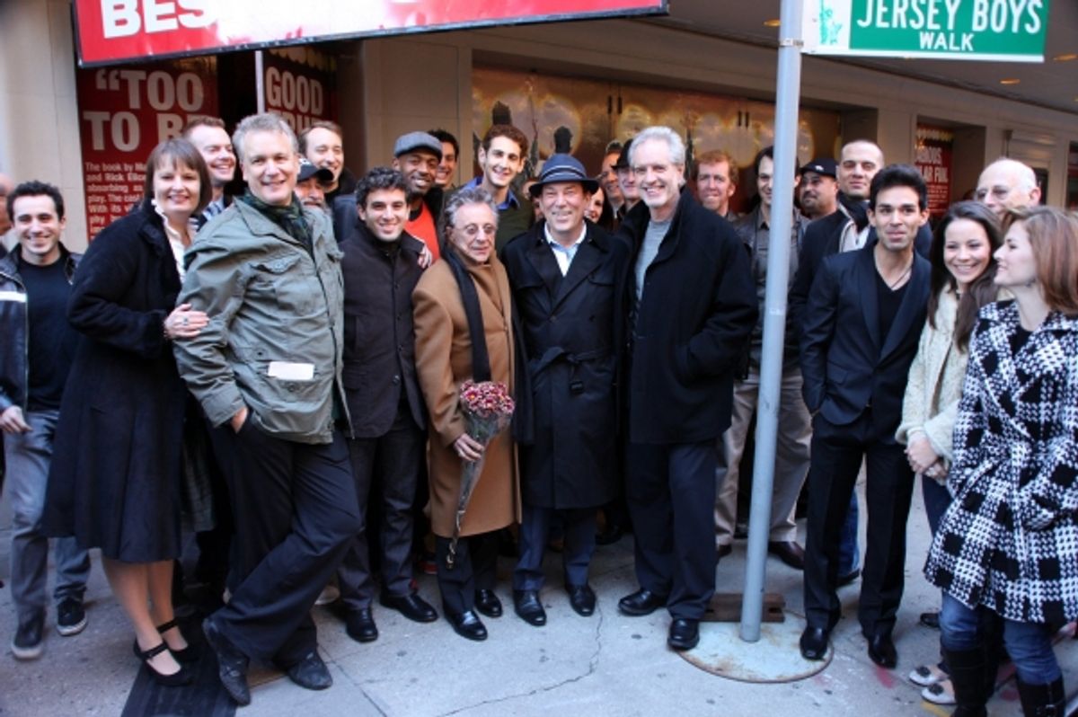 Frankie Valli, Bob Gaudio, Des McAnuff, Jordan Roth  & cast at 