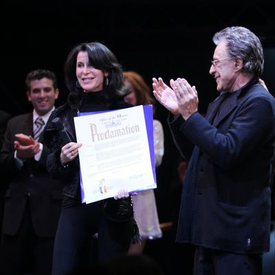Jarrod Spector, Frankie Valli & Bob Gaudio with Commissioner Katherine Oliver Photo