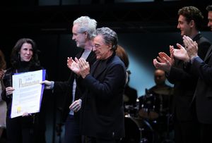 Frankie Valli & Bob Gaudio with Commissioner Katherine Oliver & cast Photo