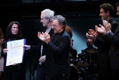 Frankie Valli & Bob Gaudio with Commissioner Katherine Oliver & cast Photo
