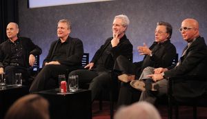 Marshall Brickman, Rick Elice, Bob Gaudio, Frankie Valli & Paul Shaffer Photo