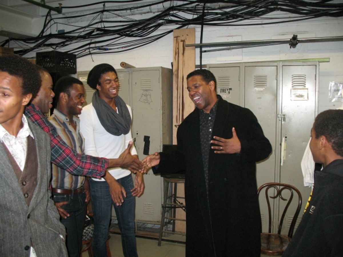 Colman Domingo, Denzel Washington and company members of The Scottsboro Boys at 