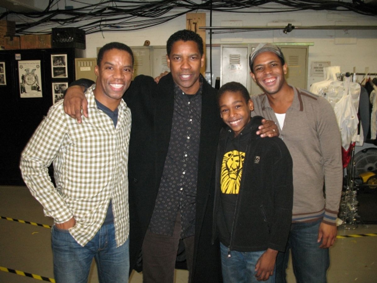 Rodney Hicks, Jeremy Gumbs, and Derrick Cobey with Denzel Washington at 