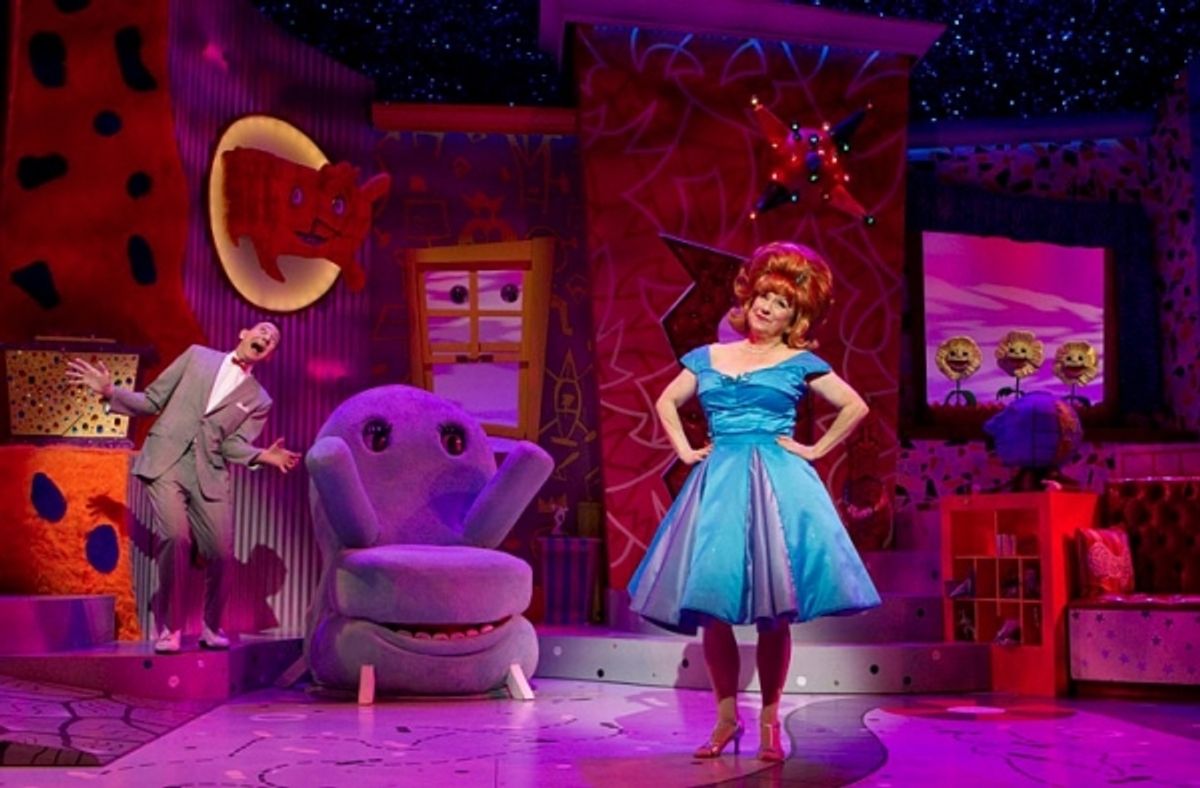 Paul Reubens as Pee-Wee Herman and Lynne Marie Stewart as Miss Yvonne at 