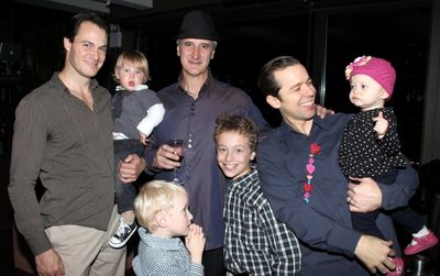 Matt Bogart with son, Mark Lotito with sons, Erik Bates with daughter Photo