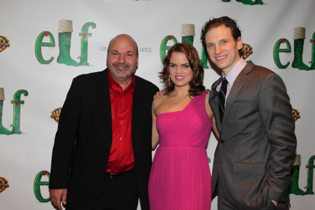 Casey Nicholaw, Amy Spanger and Sebastian Arcelus at 