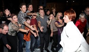 Lisa Gajda (Gypsy Robe Recipient for Elf)  with Sebastian Arcelus & the cast Photo