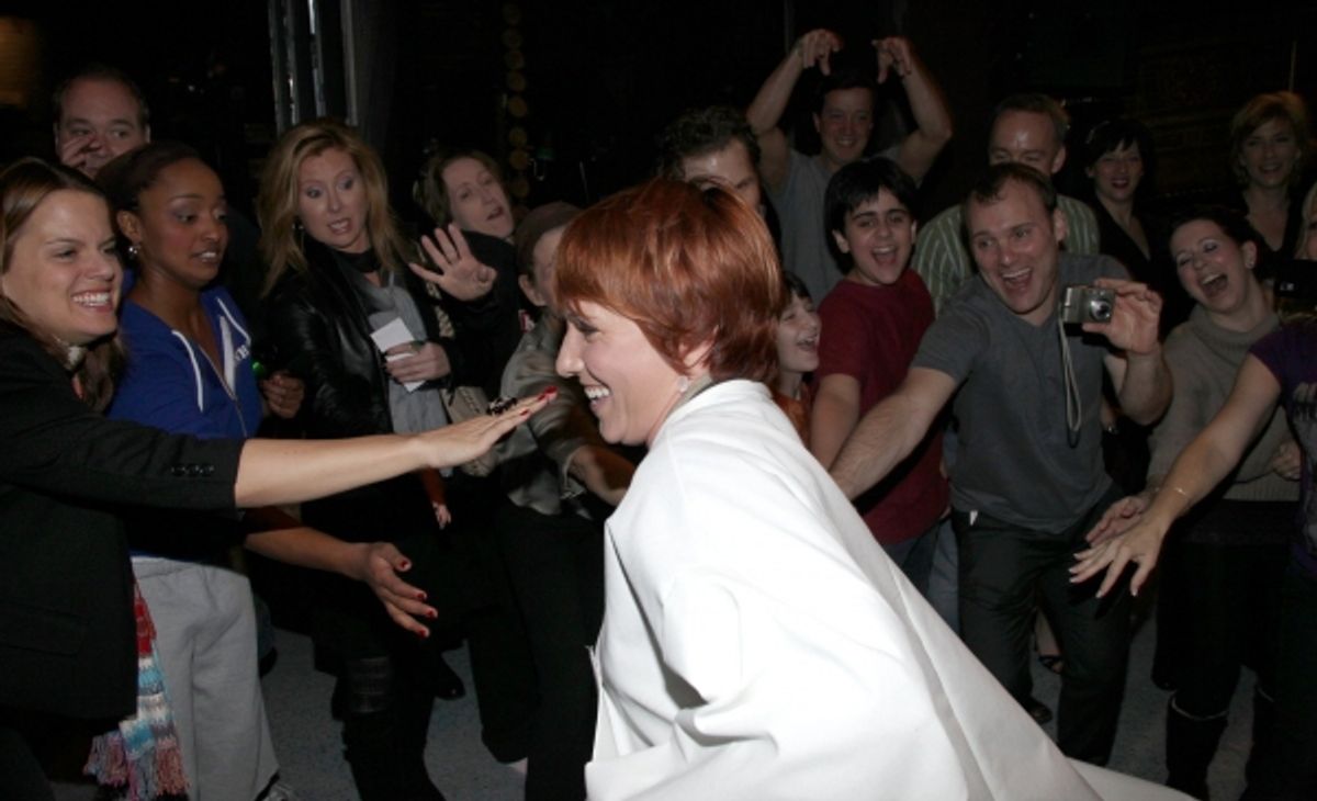 Lisa Gajda (Gypsy Robe Recipient for Elf)   with Amy Spanger & the cast  at 