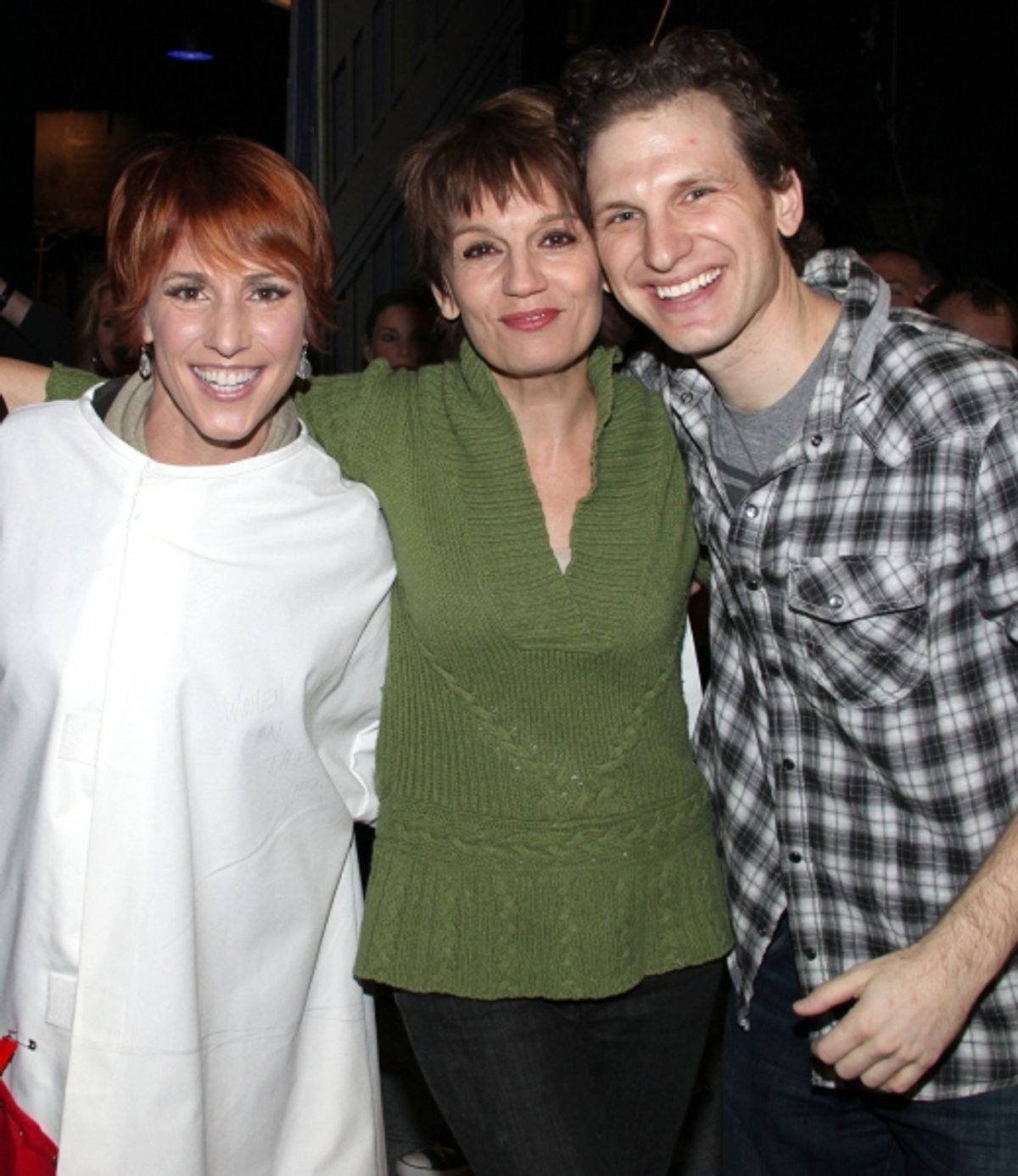 Lisa Gajda (Gypsy Robe Recipient for Elf) with Beth Leavel & Sebastian Arcelus at 