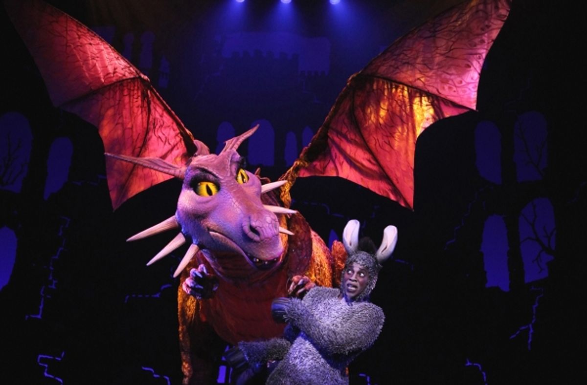 Dragon & Alan Mingo, Jr. (Donkey) at Review:  'SHREK - The Musical'  National Tour