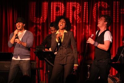 Matt Cusson, Nita Whitaker & Jake Simpson sing at Upright Cabaret's "It Gets Better"  Photo